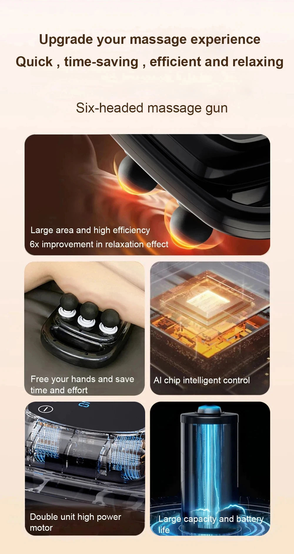 6-Head Massage Gun for Full Body Relief