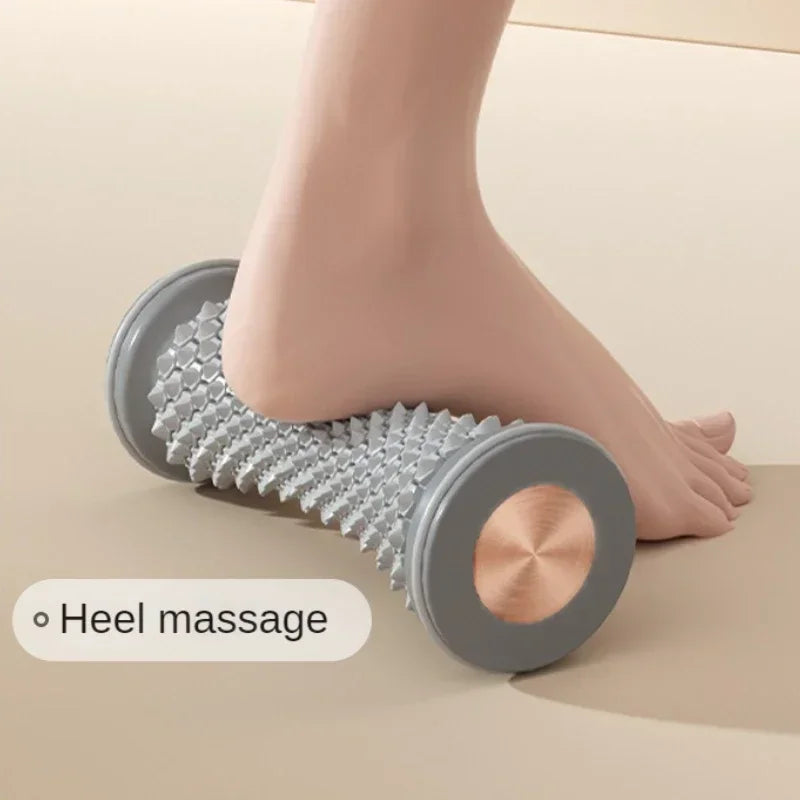 Foot pressing textured roller for heel massage