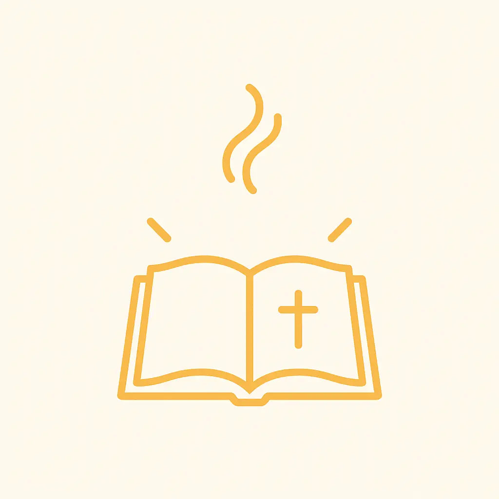 Open Bible icon representing moments of prayerful reset and Christ-centered peace during a busy workday.